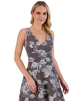 Eliza J Women's Floral Jacquard Sleeveless Ball Gown