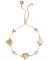 Marchesa Gold-Tone Pave Filigree Heart Slider Bracelet