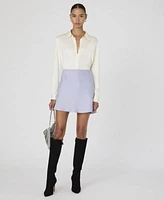 French Connection Womens Ennis Satin Long Sleeve Shirt Satin Mini Skirt