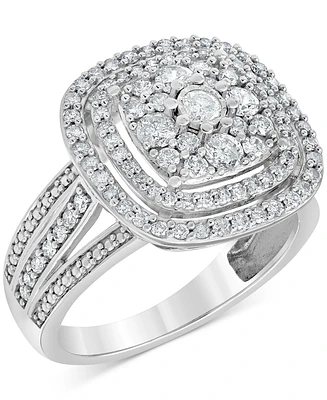 Diamond Halo Cluster Ring (1 ct. t.w.) in 10k White Gold