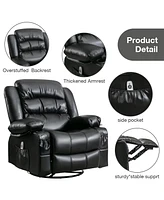 Boyel Living Massage Swivel Rocker Recliner Chair with Vibration and Heat Ergonomic Lounge