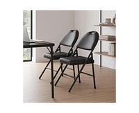 gaomon Folding Chairs 4 Pack, Portable Metal Chairs with Cushions and Non-Slip Feet Pads for Home and Office, Indoor and Outdoor Events