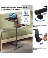 Slickblue Height Adjustable Mobile Laptop Cart with Wheels and Cup Holder for Home Office