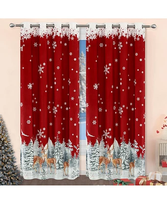 gaomon Christmas Curtains for Living Room, 84" Long Velvet Room Darkening Thermal Insulated Window Drapes for Holiday Decor