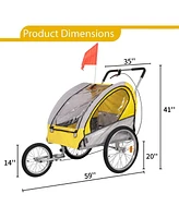 Slickblue Dog Bike Trailer Cart - 2 in 1 Pet Stroller with Breathable Net and Reflectors