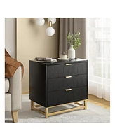 gaomon 3 Drawer Dresser For Bedroom, Modern Dressers & Chests Of Drawers, Wood Dresser Chest Organizer With Metal Legs, Large Drawers For Bedroom, Hal