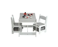 gaomon Kids Table and Chair Set, 4 in 1 Children Activity Table w/Storage, Removable Tabletop, Blackboard, 3