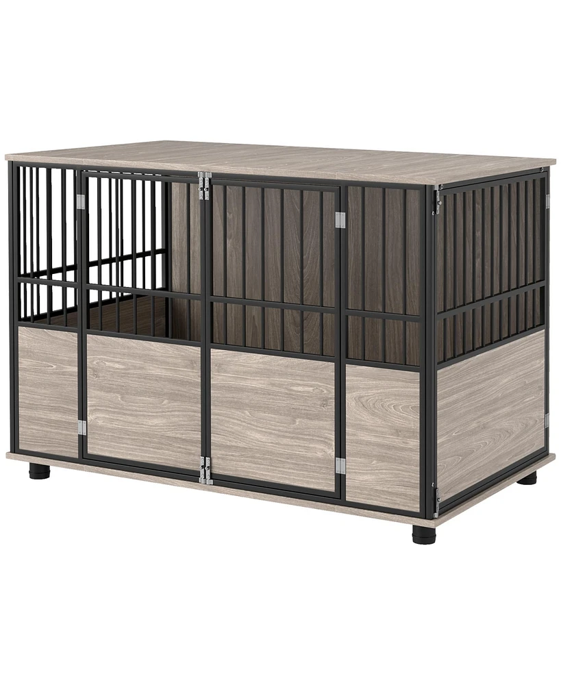 PawHut 46" Dog Crate Furniture End Table for Small to Large Dogs