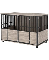 PawHut 46" Dog Crate Furniture End Table for Small to Large Dogs