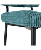 Modern Turquoise simple dining chair Fabric Upholstered Chairs home bedroom stool back dressing chair black metal legs(set of 2)