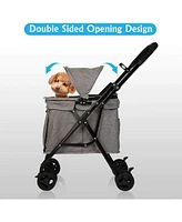 Slickblue Foldable Pet Stroller for Medium Dogs & Cats - Four Wheels, Storage Pocket