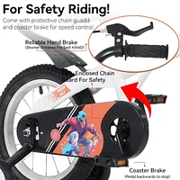 16 inch sporty kids bike with training wheels and stand Adjustable saddle Suitable for aged 4-8 years Height 41-46 inches