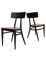 Slickblue Set of 2 Modern Industrial Kitchen Dining Chairs Solid Wood Seat with Metal Legs