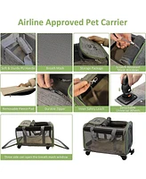 Slickblue Detachable-Wheel Pet Carrier – Airline Approved Cupets Travel Bag for Cats & Dogs