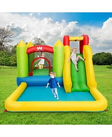 Gymax Outdoor Inflatable Bounce House Water Slide Climb Bouncer Pool - Multi