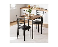 gaomon Dining Table Set for 2, 3 Piece Small and Chairs of Kitchen With Pu Cushion Chairs, Room Square