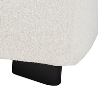 Baxton Studio Athena Modern and Contemporary Ivory Boucle Upholstered and Black Finished Wood Square Ottoman