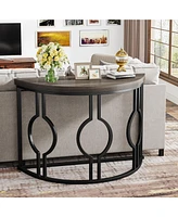 Tribesigns 43 Inch Industrial Semi Circle Sofa Table with Geometric Base,Half Moon Console for Entryway