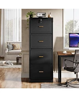 Tribesigns 4-Drawer File Cabinet, Vertical Filing Cabinet with Lock, Wood Storage Cabinet for Home Office,Locable File Cabinet for A4/F4/Letter/Legal