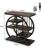 Tribesigns End Table for Living Room, Wood Side Table with Black Metal Frames, Industrial Nightstand Bedside Table for Bedroom