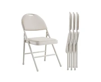 gaomon 4 Pack Folding Chair, Portable Metal Frame Padded Folding Chairs, Foldable Chairs with Linen Cushion and Back for Events Office Wedding Party