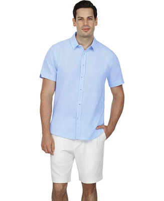 Vustra Men's Pattern Linen Short Sleeve Shirt