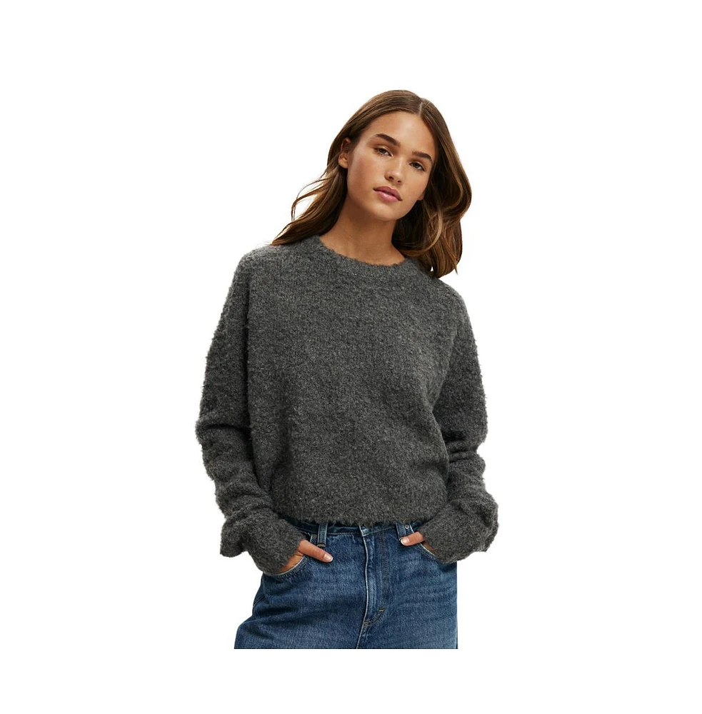 Cotton On Women's Shaggy Crop Crew Sweater