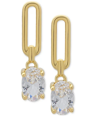 Lab Grown White Sapphire Oval Link Drop Earrings (1-1/5 ct. t.w.) in 14k Gold-Plated Sterling Silver