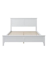 Slickblue Modern White Solid Wood Platform Bed