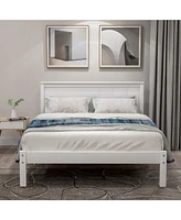 Slickblue Twin Platform Bed Frame with Headboard - Wood Slat Support, No Box Spring Needed