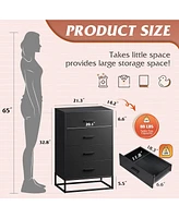 Wlive Dresser for Bedroom with 4 Drawers Nightstand Chest of Tall Sturdy Metal Frame Hallway Living Room Closet