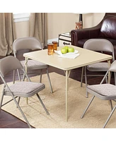 Meco Sudden Comfort 34 x 34 Inch Square Metal Folding Dining Card Table, Buff