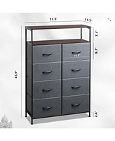 Wlive Fabric Dresser for Bedroom Tall with 8 Drawers Storage Tower Bins Double Chest of Closet Living Room Hal