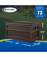 Suncast DBW7500 73 Gallon Outdoor Patio Storage Chest with Handles & Seat, Java