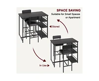 gaomon Dining Table Set for 2, Kitchen and Chairs with Wine Rack, Metal Frame Modern Bar 2 Chairs, Rectangular