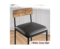 Bar Stools Set of 2, Kitchen with Footrest, 25.5 Inches Upholstered Chairs Back, 2 Counter Height Barstools for Bar