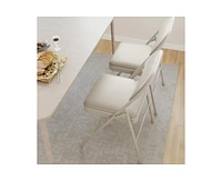 2 Pack Beige Folding Chairs With Padded Cushion and Back, for Outside, Foldable Metal Frame Hold Up to 350 Lbs, Chair