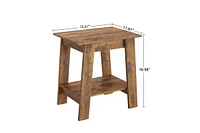 gaomon End Table, Small Side Table, Set of 2 Nightstand with 2-Tier Storage Shelf, Wood Bedside Table, Narrow Side Table Living Room
