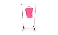 Slickblue Vertical & Horizontal Stretching Clothes Rack with Shoe Shelf - Single-Bar Stand