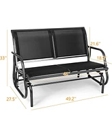 Slickblue Patio Glider Swing Bench for 2 - Breathable Loveseat Seating with Anti-Rust Coating