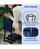 Slickblue 2-in-1 Garden Seat & Kneeling Stool - Foldable Gardening Stool with Removable Storage Bags