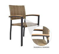 Slickblue Stackable Dining Chairs with Armrests Space-Saving Set for Home or Office