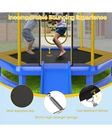 Gymax 7FT Kids Recreational Trampoline w/ Ladder & Slide Ocean Ball Indoor Outdoor