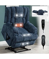 Boyel Living Dual Motor Heat Massage Infinite Position Up to 350 Lbs Electric Power Lift Recliners with Power-Remote