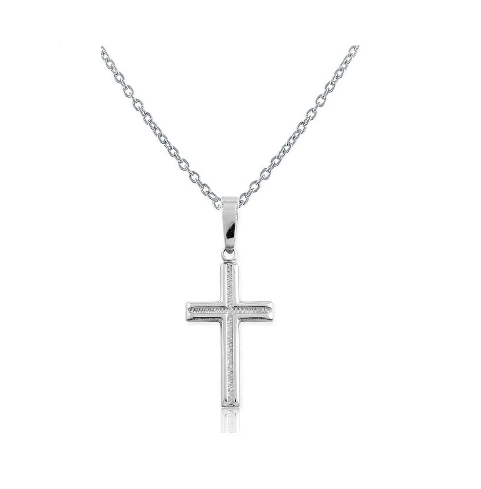 Simona Sterling Silver Small Diamond-Cut Cross Pendant