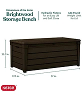 Keter Brightwood Weatherproof Resin Patio Deck Storage Box Bench (2 Pack)