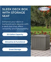 Suncast 22 Gallon Outdoor Patio Small Deck Box with Storage Seat, Stone (2 Pack)