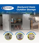 Suncast Backyard Oasis 130 Gallon Outdoor Storage Shed Basic Unit, Dove Gray