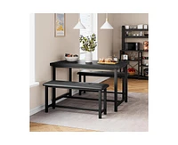 gaomon Dining Table Set for 4, Kitchen with 2 Upholstered Benches, 3 Piece Room Set, Rectangular Space Saving