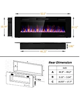 Sugift 50 Inch Recessed Ultra Thin Electric Fireplace with Timer